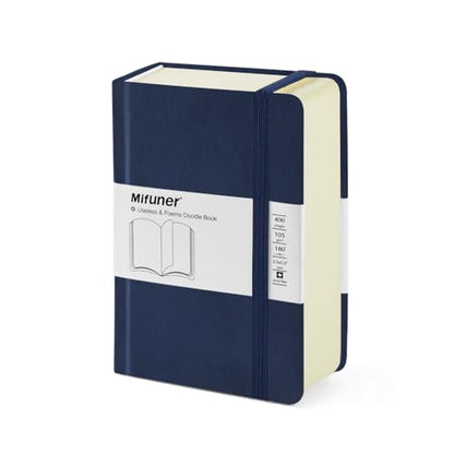 Mifuner Small Rectangle 3.5x5.5 200 Sheets 105gsm Mini Notebooks Blank Pages Sketchbooks Pocket Paint Writing Diary Memo PU Leather Cover Deep Blue - color: 105gsm-PU Cover-Deep Blue