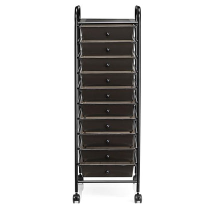 Simply Tidy 10 Drawer Matte Black Rolling Cart - Mobile Organizer with Removable Drawers, Swivel & Locking Casters, Durable Tubular Frame - 1 Set - color: Matte Black