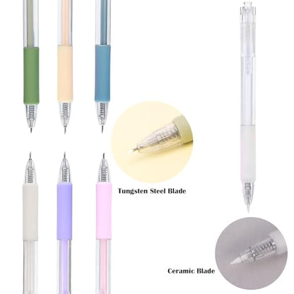 7 PCS Craft Paper Knife Pen Art Cutting Tools Retractable Hobby Cutter Pen Carving Tools for DIY Kit Scrapbooking Drawing and Crafting Utility Precision Paper Cutting Tool with storage case
