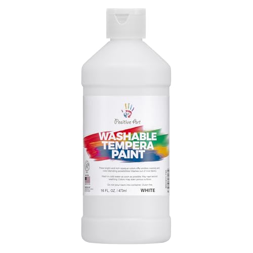 Washable Paint for Kids, 16 Oz Bottle Washable Tempera Paint, Paint for Schools, Classroom Student Paint, Non-Toxic Kids Paint Set Finger Paint - (White) - color: White