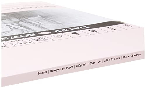 Daler-Rowney Smooth 220gsm A4 Heavyweight Drawing Paper Pad, Glued 1 Side, Acid-Free, 25 Natural White Sheets, Ideal for Professional Artists & Students - size: HEAVYWEIGHT PAD A4 220G 25SH, style: HEAVYWEIGHT PAD A4 220G 25SH