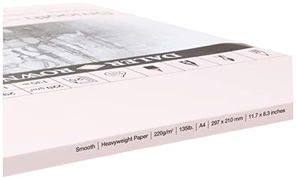 Daler-Rowney Smooth 220gsm A4 Heavyweight Drawing Paper Pad, Glued 1 Side, Acid-Free, 25 Natural White Sheets, Ideal for Professional Artists & Students - size: HEAVYWEIGHT PAD A4 220G 25SH, style: HEAVYWEIGHT PAD A4 220G 25SH