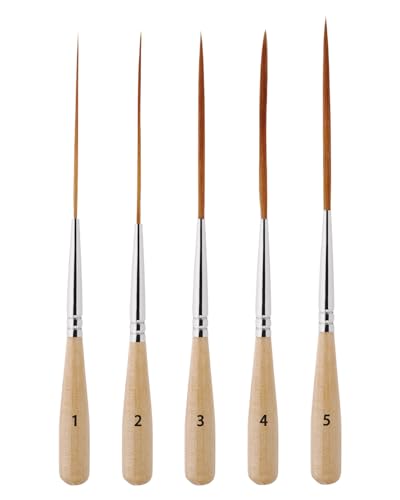 EORTA 5pcs Professional Long Liner Brushes, Extra Long Fine Tip Detail Brush Set for Acrylic Watercolor Oil, Precision Script Liner for Watercolor, Gouache, Acrylic Inking, Lettering, Scroll Outlining