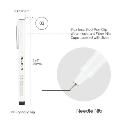 MEEDEN Micro Fineliner Drawing Pens: 0.3mm Needle Nib, 6 Pack, Black Ink | Waterproof archival ink for technical drawing, sketching, outlining, illustration, manga, and journaling - style: 0.3mm Needle Nib