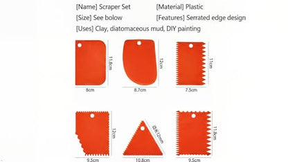 LRONG 6PCS Pottery Tools Plastic Clay Scraper Set Scraping Handle Carved Soft Clay Sculpture Knife Industrial Clay Scraper Sculpture Tool (Orange) - color: orange