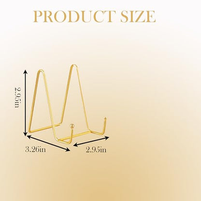 4 Pack Gold Mini Display Easels, Frame Holder Stands | Versatile Welcome Sign & Photo Stand for Tabletop Decor, Plates, and Artistic Work