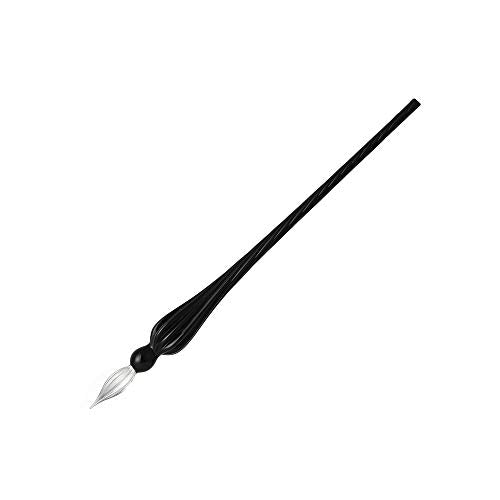 molshine Handmade Glass Dip Pen Crystal Calligraphy Pen Signature Dipped Pen for Artist Women Men Teens,Writing Drawing Decoration Gifts (Black) - color: Black