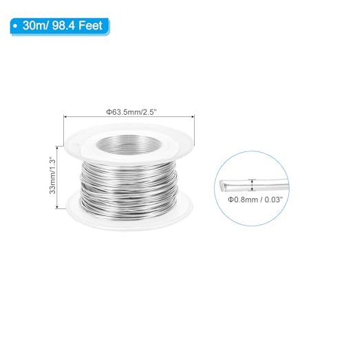 PATIKIL 20 Gauge 0.8mm Aluminum Craft Wire, 98.4Ft Metal Wire Armature Bendable Wire for Jewelry Making Metal Wrap DIY, Silver - color: Silver, size: 0.8 mm x 30 m