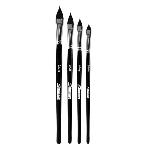 Sdanart Cat Tongue Watercolor Brushes,4 PCS Oval Wash Paint Brushes | Floral Petal Watercolor Brush，Pointed Oval Paintbrush Professional Cat's Tongue Paint Brush Artist Painting Paintbrushes