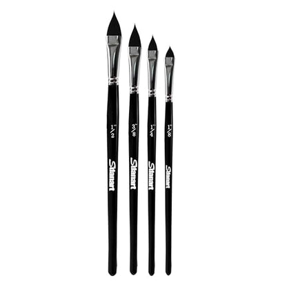 Sdanart Cat Tongue Watercolor Brushes,4 PCS Oval Wash Paint Brushes | Floral Petal Watercolor Brush，Pointed Oval Paintbrush Professional Cat's Tongue Paint Brush Artist Painting Paintbrushes