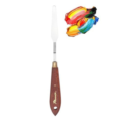 MECCANIXITY Pack of 1 Palette Knife No.11, 8.5" Long Palette Knives with Stainless Steel Flexible Spatula Pallet Knife and Wood Handle for Scraping, Mixing, Oil Acrylic Painting Canvas - style: No.11