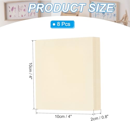 PATIKIL 4 x 4 Inch Wood Canvas Panels, 8pcs Unfinished Wooden Frame Square Art Board for Crafts Oil Paint Pouring Acrylics Painting DIY - size: 4 x 4 Inch