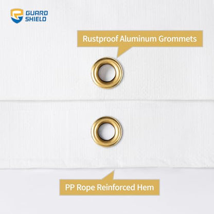 GUARD SHIELD Super Heavy Duty White Ploy Tarp Cover 20x30 Feet Waterproof Tarps 16mil Thick UV and Tear Resistant Tarpualin - color: White, size: 20x30