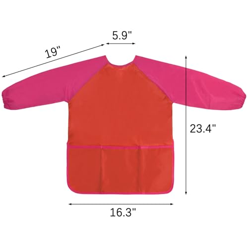Kopokita Kids Art Smock, Toddlers Painting Apron Children Artist Smock - color: Red