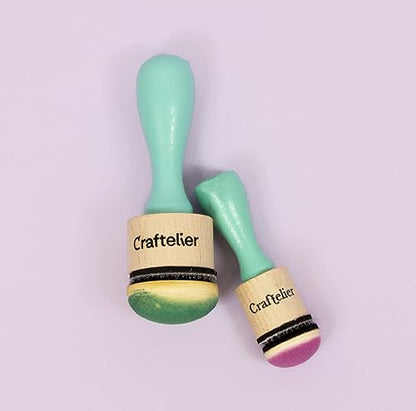 Craftelier - Mini Ink Paints Mixing Blending Tools for Scrapbooking and Other Crafts | Includes 3 Handle Ink Tools + 6 Round Foam Pads Interchangeable of 20 mm Diameter | Color Turquoise - size: Mini Ink and Paints Mixing Blending Tools