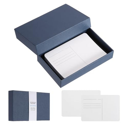 MECCANIXITY 40 Sheets Watercolor Postcards, 100% Cotton 4"x6" Watercolor Paper Blank Postcards W Blue Cap White Waistband Hot Pressed for Mailing Painting Invitations Cards(140lb/300gsm), Blue - color: Blue