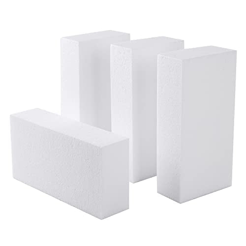 AMZQNART 4pcs 8x4x2in Craft Foam Blocks White for DIY Crafting and Model - size: 8×4×2in-4pcs