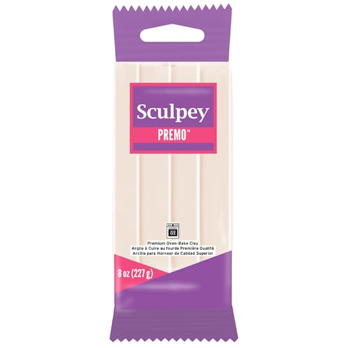 Polyform Sculpey Premo Polymer Oven-Bake Clay, Translucent, 8 oz bar | Flexible and durable modeling clay for caning and mica shift. Stays soft until baked in a home oven. 227g bulk size