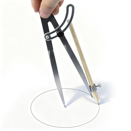 8-Inch Professional Woodworking Compass Geometry with Wing & Pencil Holder — Includes 8" Ruler and Pencil Sharpener Perfect for Accurate Circles, Layouts, and Geometric Designs