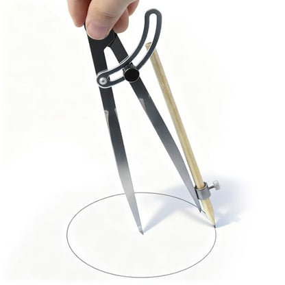 8-Inch Professional Woodworking Compass Geometry with Wing & Pencil Holder — Includes 8" Ruler and Pencil Sharpener Perfect for Accurate Circles, Layouts, and Geometric Designs