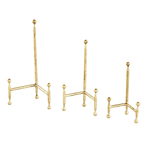 Deco 79 Metal Easel, Set of 3 Stand 12", 10", 8"H, Gold - color: Gold