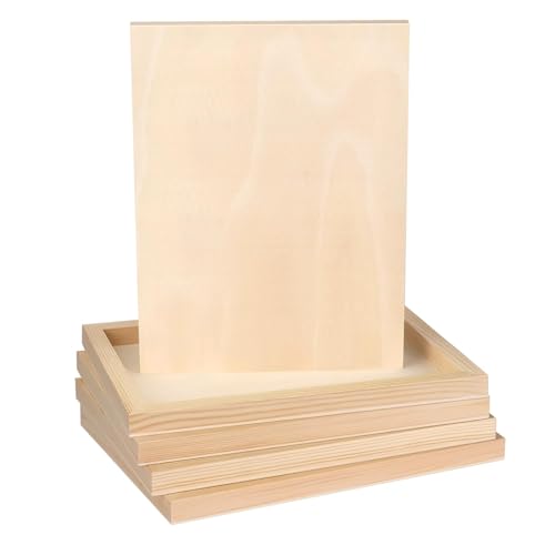 FSWCCK 5 Pack 9 x 12 inch Wood Panel Boards, Unfinished Wood Canvas Panels for Crafts, Painting Canvas, DIY Art Projects, Pouring, Arts Use with Oils, Acrylics - size: 9"X 12" 5 Pack