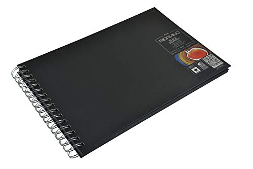 Black Drawing Book, 40 Sheets, 190 GSM, Spiral-Bound, Landscape, 11.75" x 8.25"