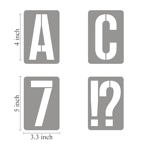 4 Inch Alphabet Letter Stencils for Painting - 42 Pack Letter and Number Stencil Templates with Signs for Painting on Wood, Reusable Numbers and Letters Stencils for Chalkboard Wood Signs & Wall Art - size: 4 Inch