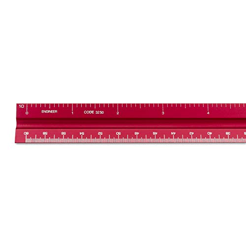 Alumicolor Aluminum Engineer Solid Drafting Scale, 12IN, Red - color: Red, size: 12 Inch, style: Engineer