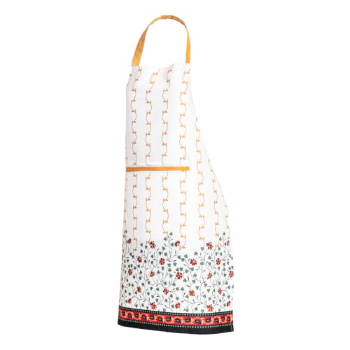 FINGERCRAFT Apron, Dual Pocket, Adjustable Tie, Multipurpose Washable Bib Apron for Home, Kitchen, Chef and Professionals - color: Golden Vine