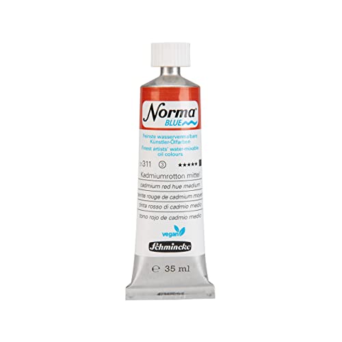 Schmincke - NORMA® Blue, 21311009, finest water-based artists' oil colors, highly pigmented, lightfast, vegan, cadmium red hue medium, 35 ml - color: 311 cadmium red hue medium