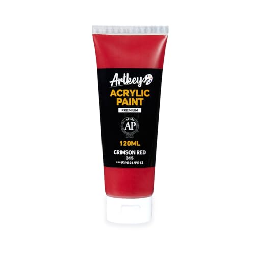 Artkey Acrylic Paint - Crimson Red (120 ml/4.06 oz) Tubes, Rich & Vibrant Pigments, Professional Artists Acrylic Paints - Art Supplies for Canvas Wood Rock Clay Fabric Ceramics Art Crafts Painting - color: Crimson Red, size: 4.06 Fl Oz (Pack of 1)