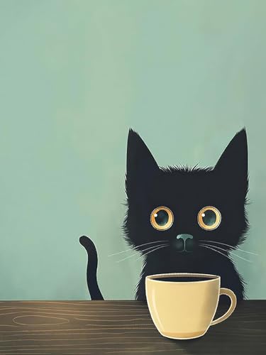 Black Cat Diamond Art Kits for Adults Diamond Painting Kit for Beginner | Bathroom Animal 5D Funny DIY Diamond Dots Full Drill Crafts for Gem Art Dot Art for Adults Home Wall Decor for Teens 12x16 in - color: DP03623