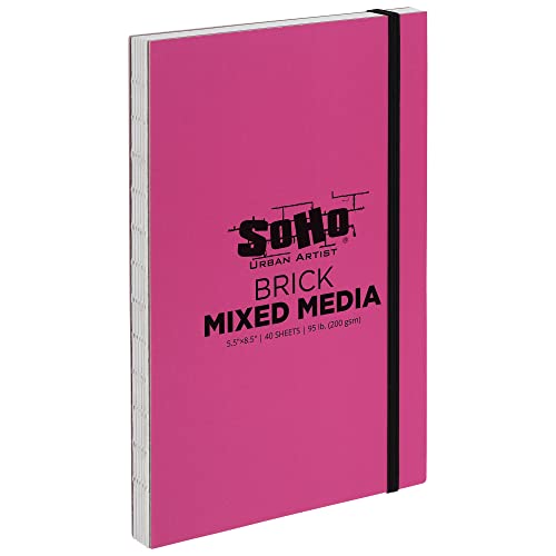 SoHo Urban Artist Brick Sketchbook Journals for Sketching, Drawing, Colored Pencils, Graphite, and More - Mixed Media 5.5"x8.5" (200 GSM, 40 Sheets) - color: Mixed Media, size: 5.5 x 8.5in