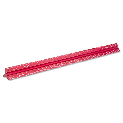 Alumicolor 3050-4 Aluminum Architect Solid Drafting Scale, 12IN, Red - color: Red, size: 12 Inch, style: Architect