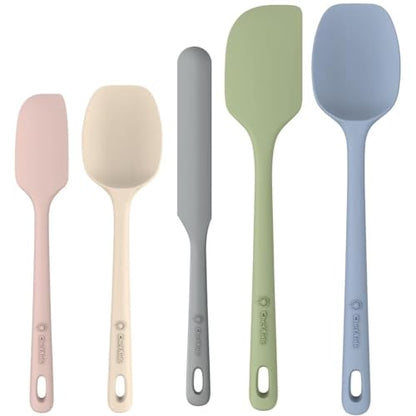 ChefAide 5 Pieces Silicone Spatula Set, Food Grade Rubber Spatula, Upgrade Strong Handle with Ergonomic Grip, Heat Resistant Up to 600°F for Nonstick Cookware, Cooking - color: Candy, size: 5 pieces