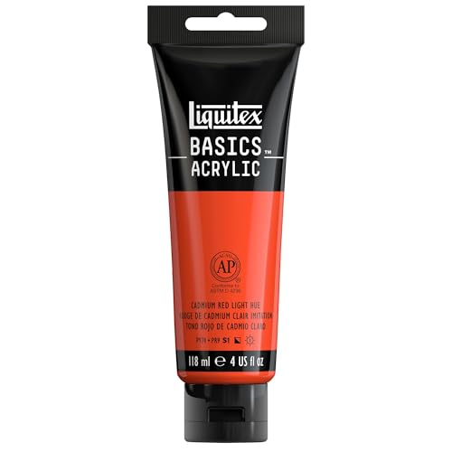 Liquitex BASICS Acrylic Paint, 118ml (4-oz) Tube, Cadmium Red Light Hue - color: Cadmium Red Light Hue, size: 4 Fl Oz (Pack of 1)