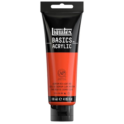 Liquitex BASICS Acrylic Paint, 118ml (4-oz) Tube, Cadmium Red Light Hue - color: Cadmium Red Light Hue, size: 4 Fl Oz (Pack of 1)