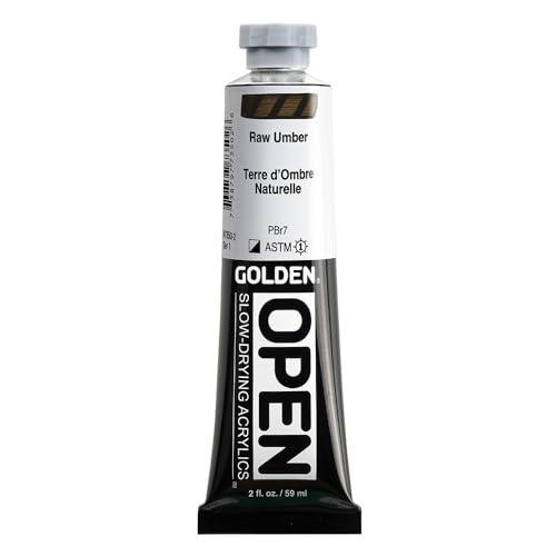 GOLDEN OPEN Slow-Drying Acrylics, Raw Umber, 2 fl. oz. Tube - color: Raw Umber, size: 2 Fl Oz (Pack of 1)