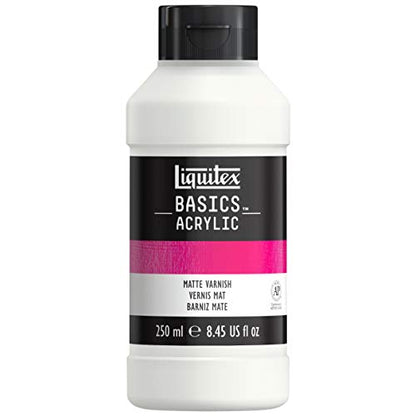Liquitex BASICS Matte Varnish, 250ml (8.4oz) Bottle | Adds a Matte Finish, Protects & Stops Dirt Buildup, Dries Clear to a Flexible Non-Tacky Hard Surface, Protects from UV Damage - style: Matte Varnish