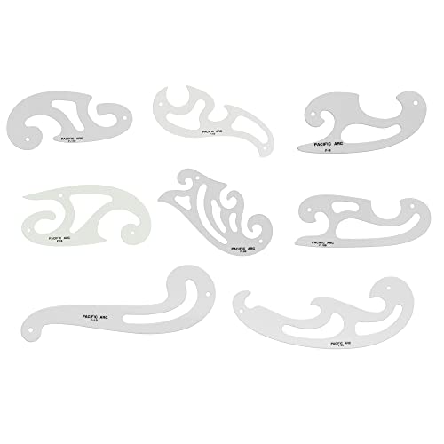 Pacific Arc French Curve Set, 8 Shapes, Clear Curve Ruler, Drafting Tools, Drawing Tools, Woodworking Tools, Comic Template Tool - size: Single 8pcs set