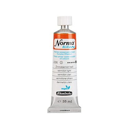 Schmincke - NORMA® Blue, 21306009, finest water-based artists' oil colors, highly pigmented, lightfast, vegan, vermilion light, 35 ml - color: 306 vermilion light