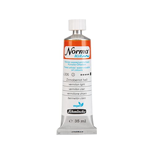 Schmincke - NORMA® Blue, 21306009, finest water-based artists' oil colors, highly pigmented, lightfast, vegan, vermilion light, 35 ml - color: 306 vermilion light