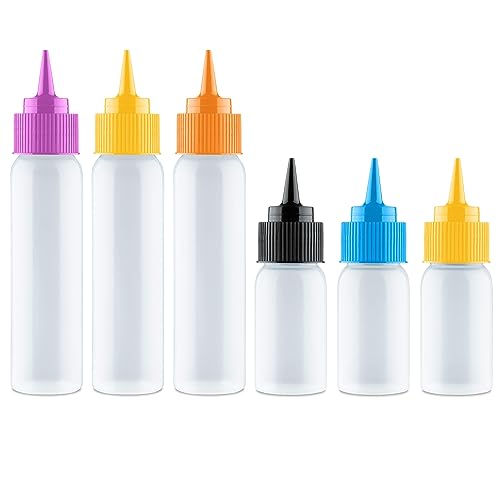 Free Hand Small Squeeze Bottles with Needle Tip - 6 Pack Precision Paint Squeeze, Fine Tip Applicator Bottles (3 x 1 oz & 3 x 2 oz) for Acrylic Paint, Royal Icing, Cookie Decorating, Crafts - size: 6