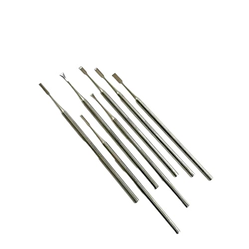 7 Pack Precision Mini Chisel Carving Tools for Detailed Small Crafts Such as Wood Carving, Wax Modeling, Soap Carving, and More - One Piece Construction Stainelss Steel