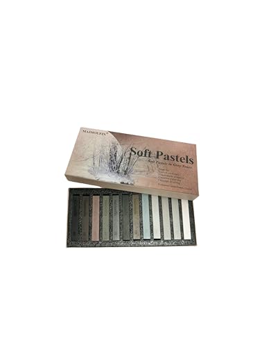 12-Pack Gray Tone Soft Chalk Pastel Sticks Artist Chalk | Square Blendable Soft Chalk Pastels for Artists Professional Grade, High Pigment, For Sketching, Drawing & Illustration - color: Grey