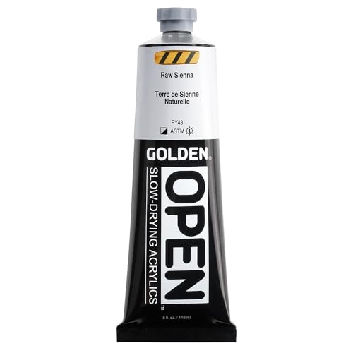 GOLDEN OPEN Slow-Drying Acrylics, Raw Sienna, 5 fl. oz. Tube - color: Raw Sienna, size: 5 Fl Oz (Pack of 1)