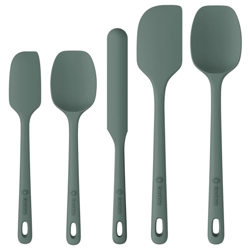 ChefAide 5 Pieces Silicone Spatula Set, Food Grade Rubber Spatula, Upgrade Strong Handle with Ergonomic Grip, Heat Resistant Up to 600°F for Nonstick Cookware, Cooking - color: Dried Thyme, size: 5 pieces