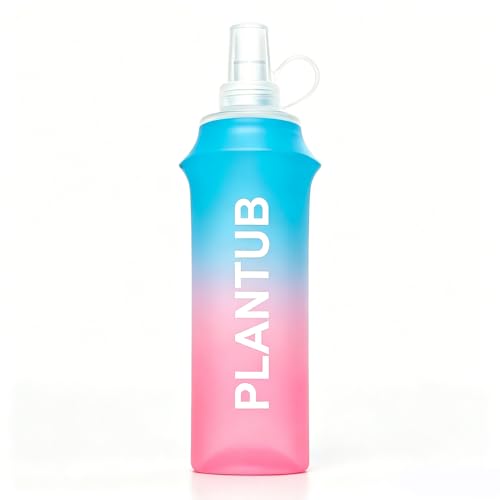 Soft Foldable Water Bottle, TPU, Collapsible Flask for Outdoor Sports, Gradient Blue and Pink - color: blue pink