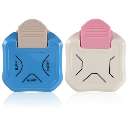2PCS Paper Corner Rounder Corner Punch 3 in 1 (R4mm+R7mm+R10mm),Corner Cutter for Card Making, Laminate, Cardstock, Scrapbooking and Paper Crafts, Business Cards - color: Blue+Pink